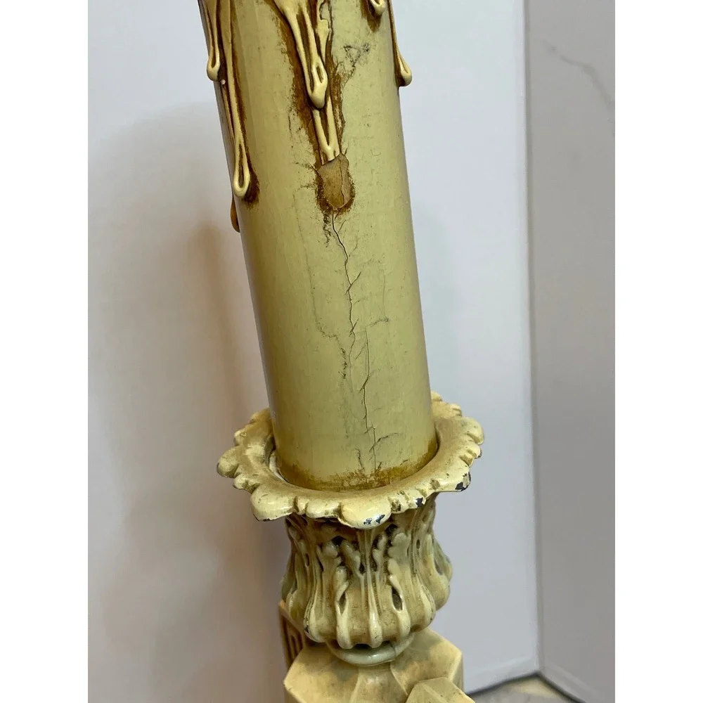 Vintage French Provincial Electric Candlestick Lamp‎ Floral Rose Garland 1930s